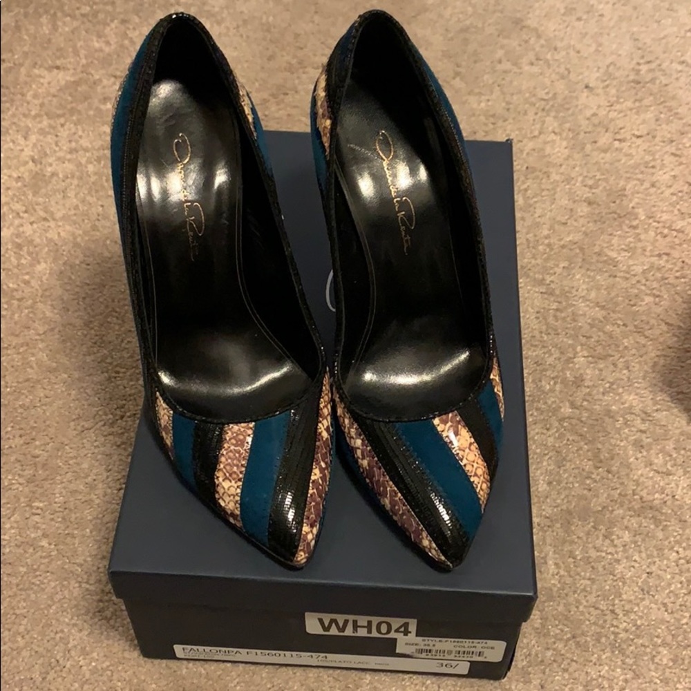 Oscar De la Renta patchwork heels